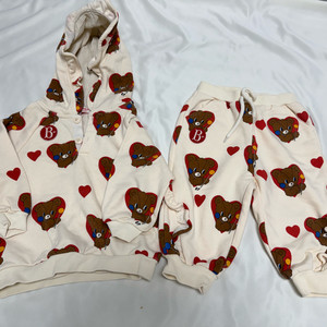 베베드피노 하트 곰돌이 여아 상하복 세트 (상의100, 하의90)