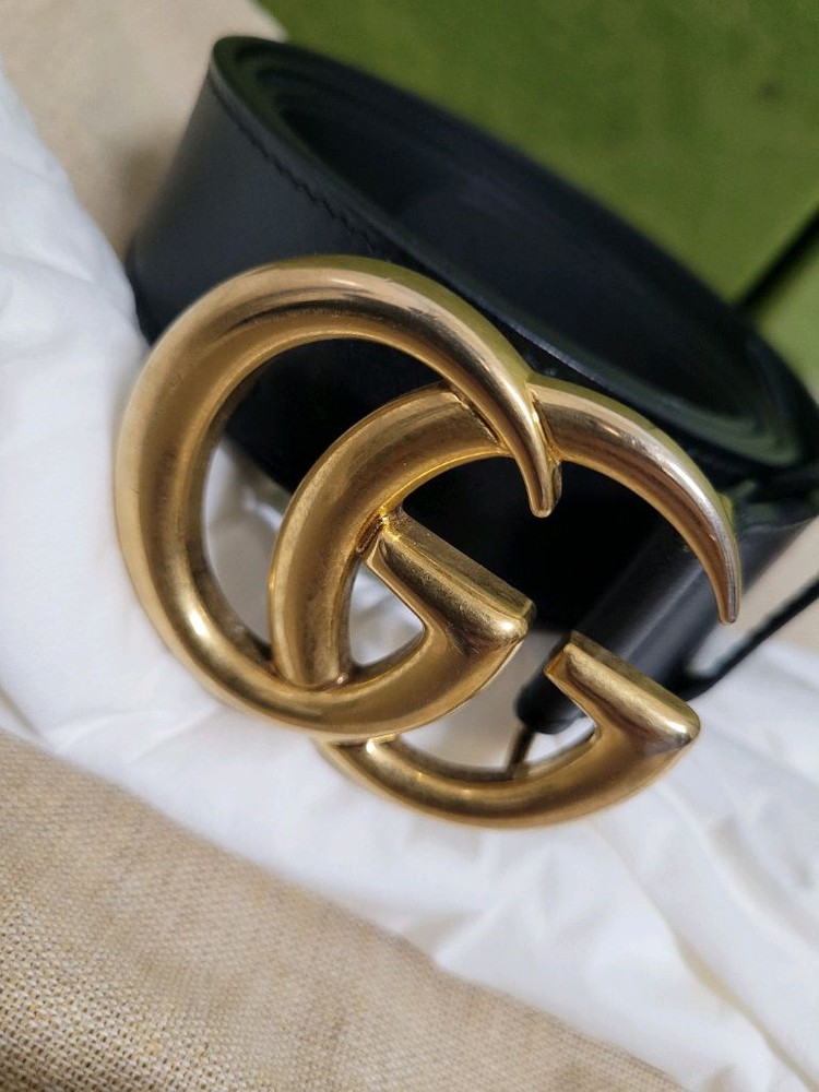 구찌 GG 마몬트 금장 벨트--1