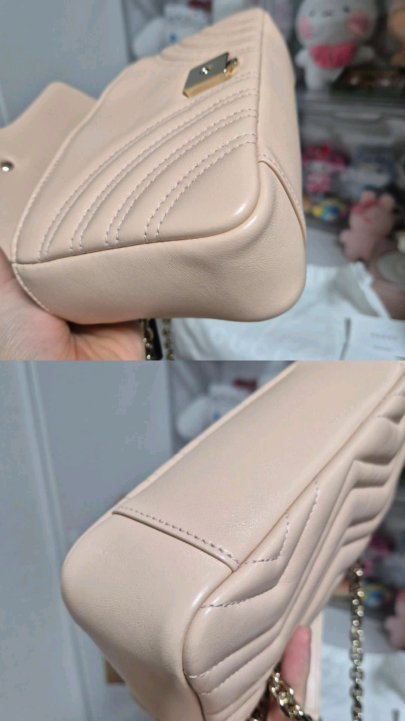 25년식 새상품 구찌GG 마몽 스몰 숄더백 소프트핑크 837280 마몬트--4