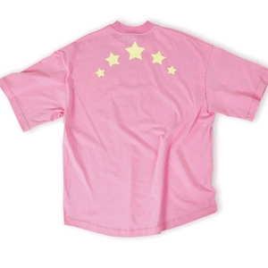 핑크 분홍색 별 프린팅 반팔티 반소매 티셔츠 이미지