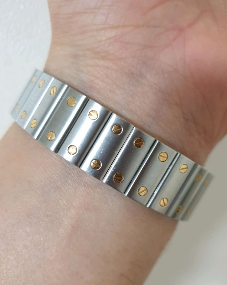 까르띠에 정품 산토스 갈베 18K 콤비 라지 신형스트랩--1