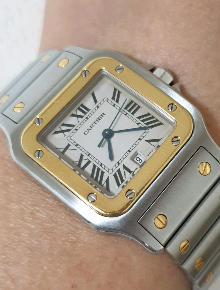 까르띠에 정품 산토스 갈베 18K 콤비 라지 신형스트랩--2