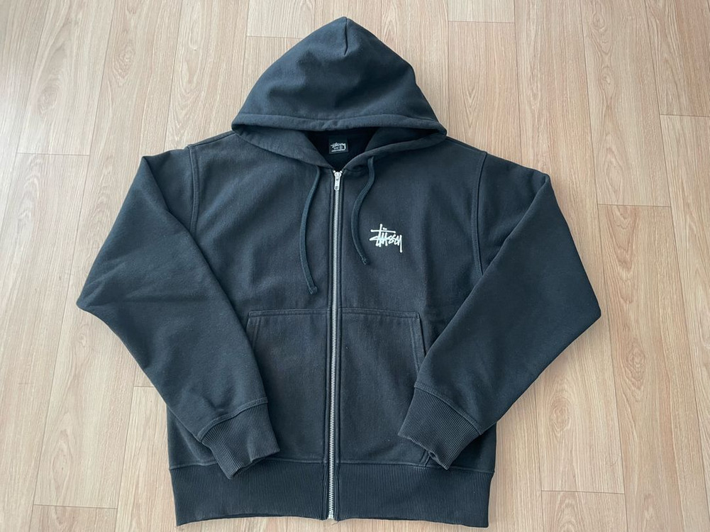 스투시 베이직 후드집업 S(블랙)--3