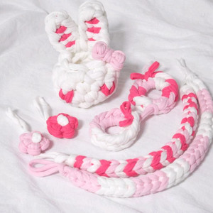 퓨어래빗 핑크&화이트 피그미다람쥐 양말목 세트 이미지