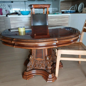 원목 원형 식탁 + 전통 캐비닛 세트+전통장식 서랍장+사각테이블