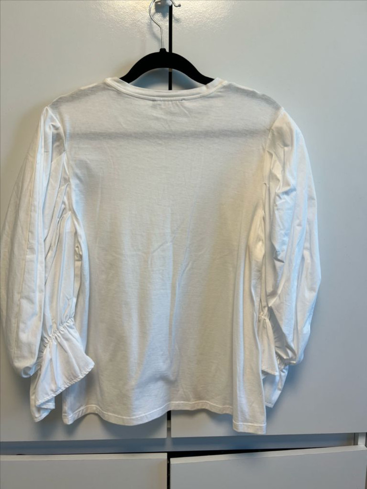 자라 볼륨 퍼프 소매 흰색 블라우스 티셔츠--3