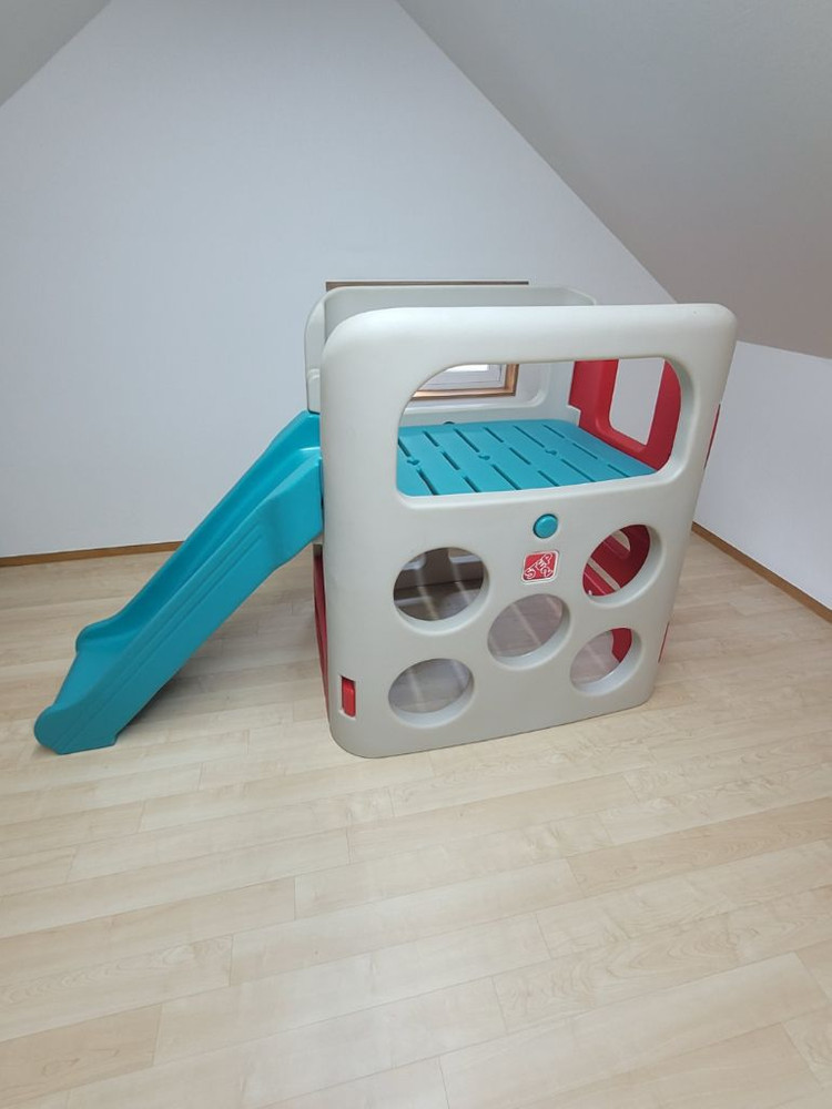 야외 트램폴린과 스텝2미끄럼틀--1