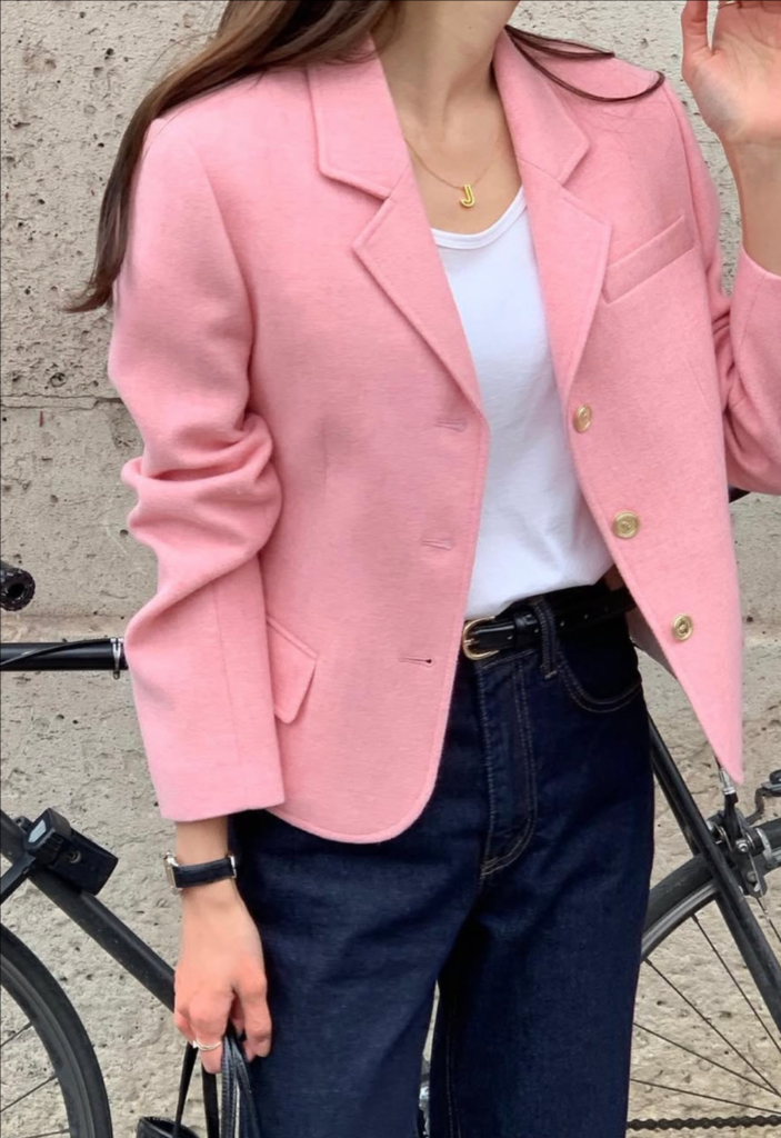 진심 핑크 울 자켓--1