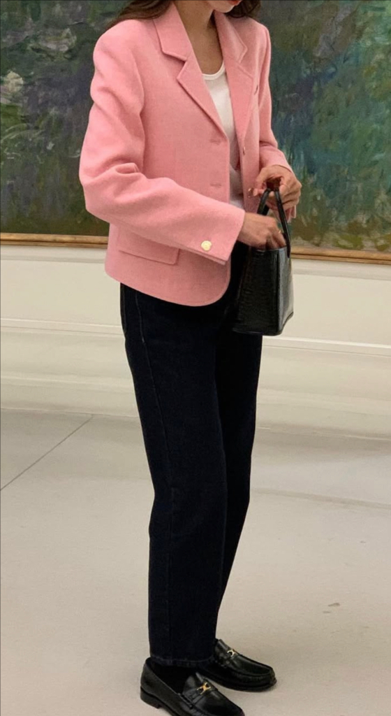 진심 핑크 울 자켓--5