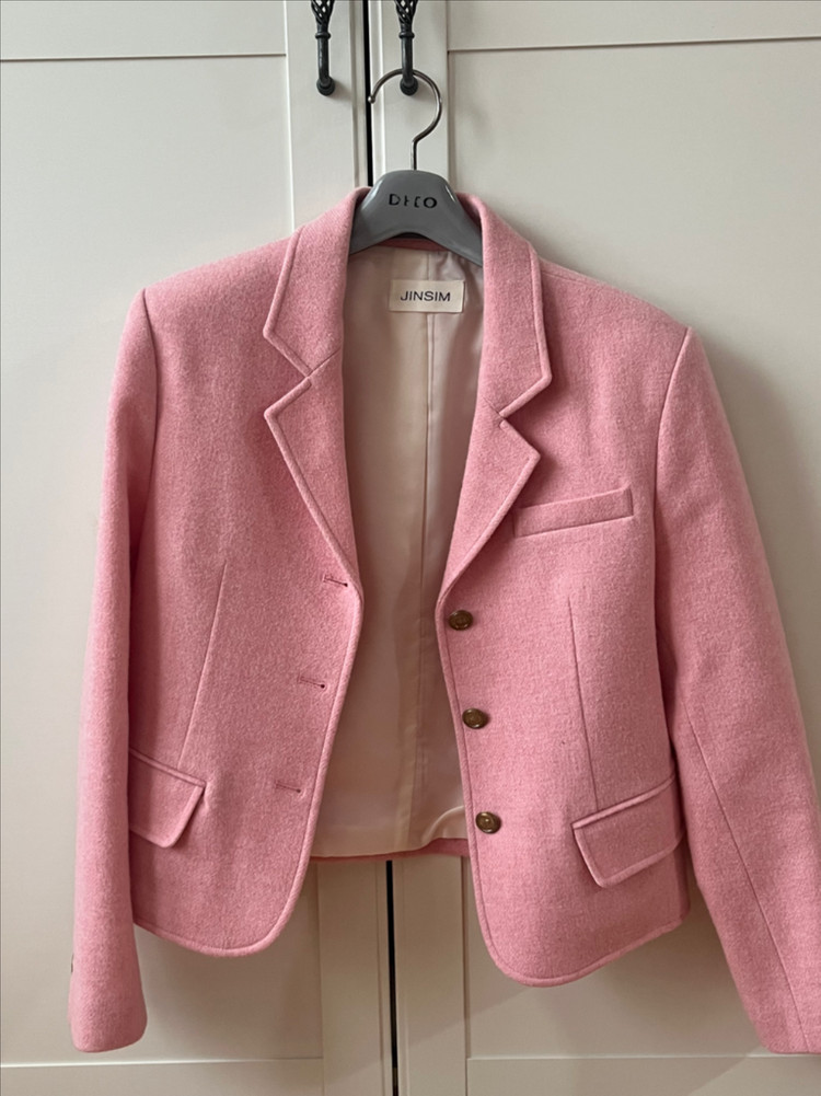 진심 핑크 울 자켓--6