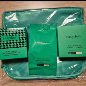 [미개봉 새상품] 이지듀 멜라 비 토닝 앰플 기미쿠션+에디션 케이스+트래블백 4종세트