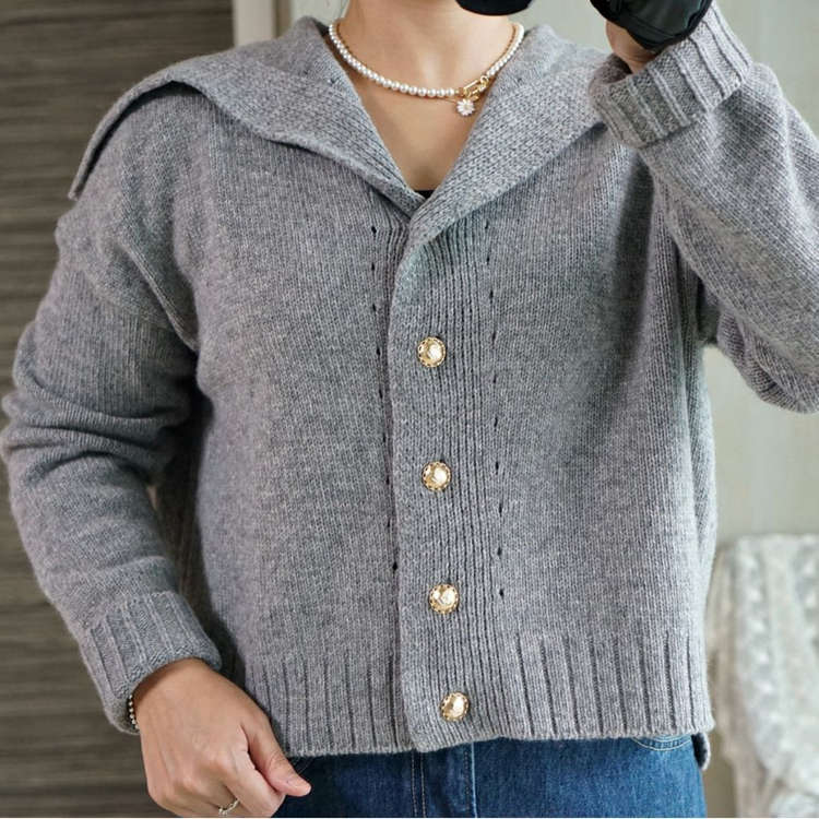 세일러 카라 니트 가디건 2회착용--1