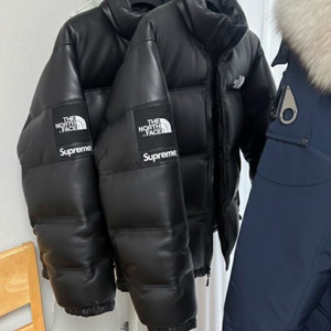 슈프림 노스페이스 레더 가죽 눕시 L