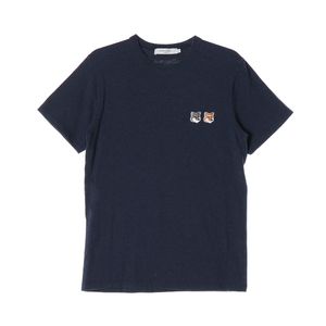 메종키츠네 네이비 더블 폭스 헤드 패치 반팔 티셔츠 XS 이미지