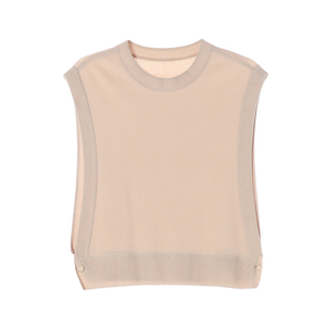 SJSJ 에스제이에스제이 베이지 버튼 라운드 니트 베스트 조끼