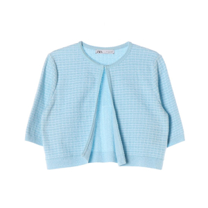 ZARA 자라 스카이블루 반팝 크롭 니트 재킷 가디건 자켓 M 이미지