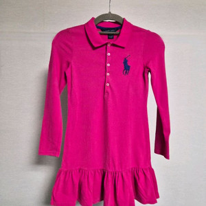 폴로 랄프로렌 여아 핑크 긴팔 피케 원피스 S(7) 이미지