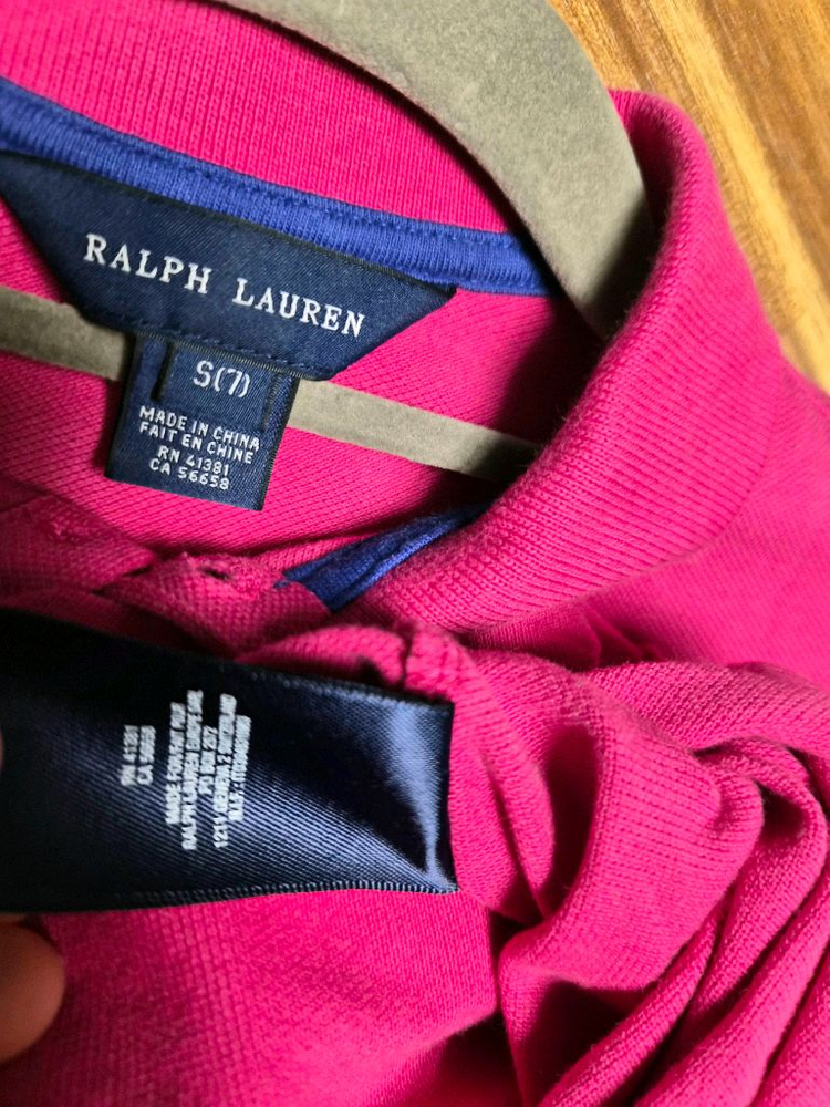 폴로 랄프로렌 여아 핑크 긴팔 피케 원피스 S(7) 이미지