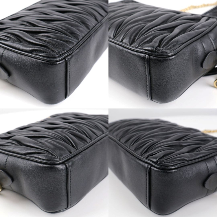 [중고명품다올] 미우미우 로고 나파 마테라쎄 체인 크로스백 블랙 금장 5BH118--5