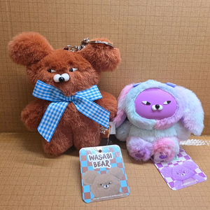 와사비베어 브라운/토끼인형 키링 연보라 새상품. 이미지