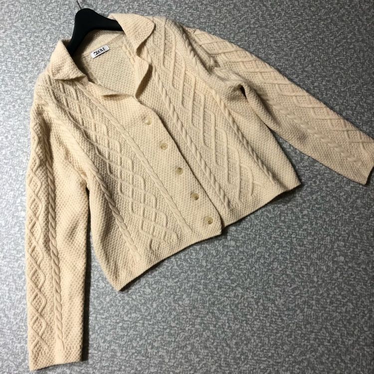 그로브 케이블 카라 니트 가디건 그랜마 그래니룩 GROVE 올드머니룩--6