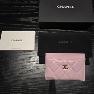 샤넬 클래식 카드 홀더 플랫 카드 케이스 베이비핑크 캐비어 은장 Chanel AP0213 이미지