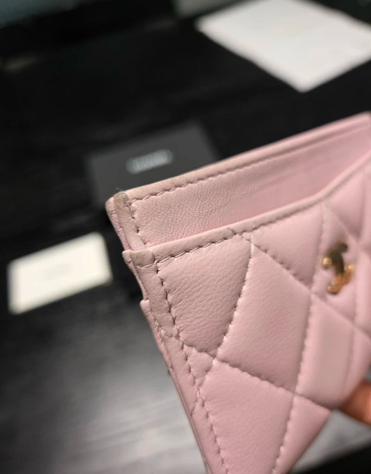 샤넬 클래식 카드 홀더 플랫 카드 케이스 베이비핑크 캐비어 은장 Chanel AP0213 이미지