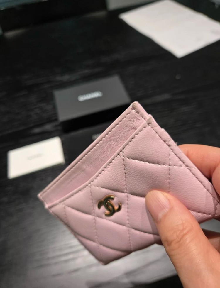 샤넬 클래식 카드 홀더 플랫 카드 케이스 베이비핑크 캐비어 은장 Chanel AP0213 이미지