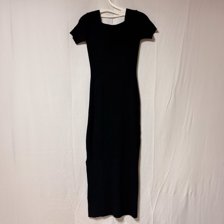 [미착용/free]pssw 레이첼 스퀘어넥 반팔 롱원피스(블랙) 이미지