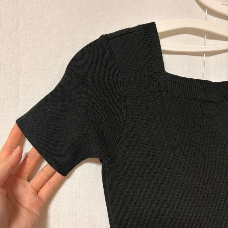 [미착용/free]pssw 레이첼 스퀘어넥 반팔 롱원피스(블랙) 이미지