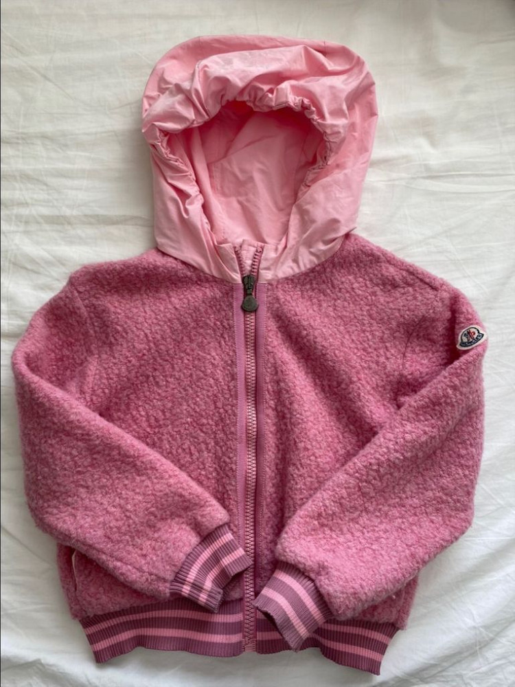 몽클레어 키즈 여아 6y 핑크 후디 부클 자켓--1