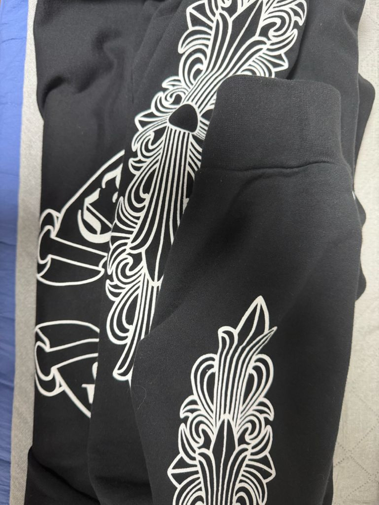 크롬하츠 홀스슈 플로랄 후드티 블랙 XL 이미지