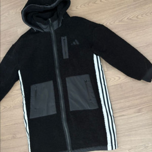 아디다스 간절기용 후리스 양털 뽀글이 쉐르파 후드 자켓 여성am 오버핏