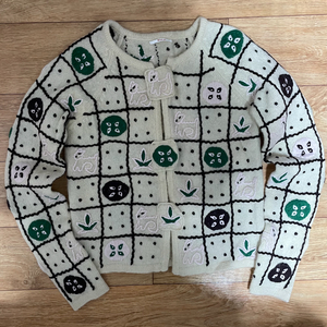 아메카지 패치 니트 가디건