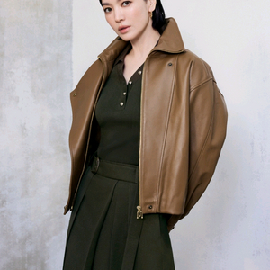 미샤 하이넥 양가죽 레더 자켓