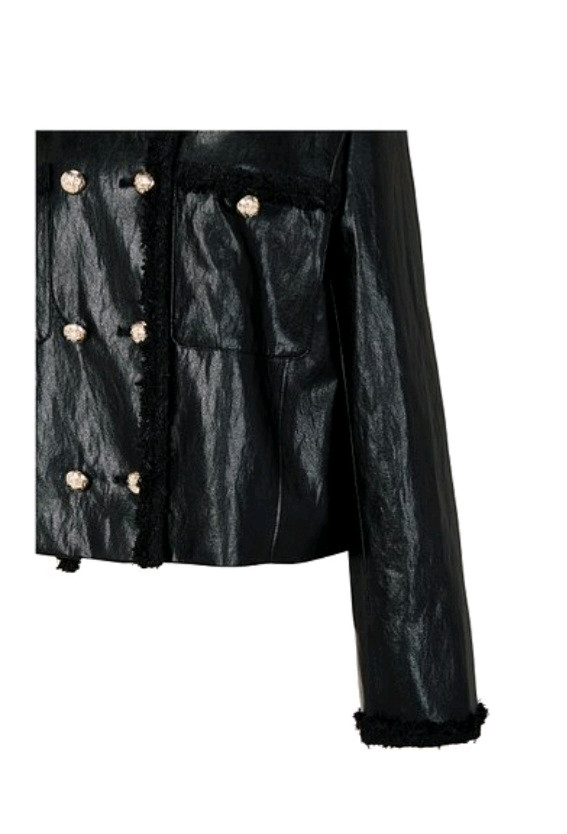 [새상품]보브(VOV ) 트위드 트림 더블 레더 자켓--3