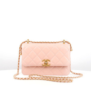 [중고명품다올] 샤넬 공방 골드볼 스몰 카프스킨 라이트 핑크 체인 플랩백 AS2649