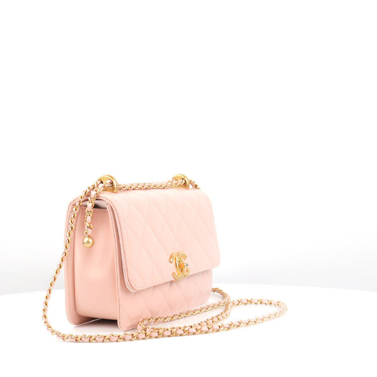 [중고명품다올] 샤넬 공방 골드볼 스몰 카프스킨 라이트 핑크 체인 플랩백 AS2649--2