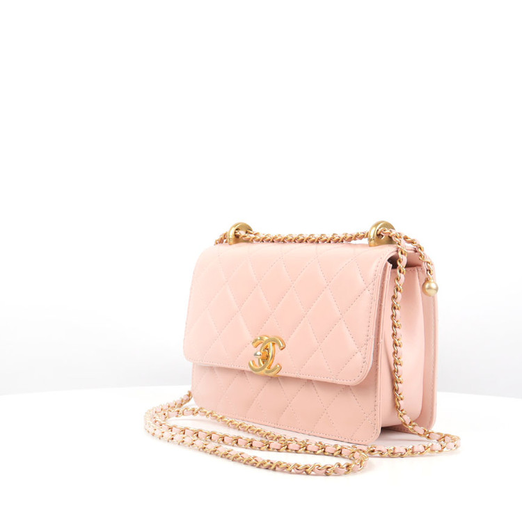 [중고명품다올] 샤넬 공방 골드볼 스몰 카프스킨 라이트 핑크 체인 플랩백 AS2649--3