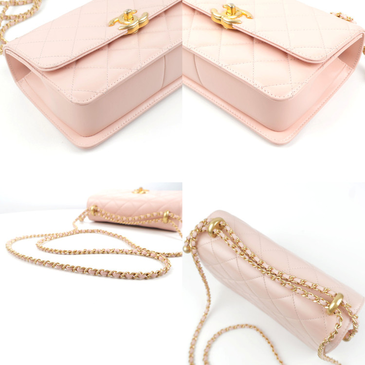 [중고명품다올] 샤넬 공방 골드볼 스몰 카프스킨 라이트 핑크 체인 플랩백 AS2649--6