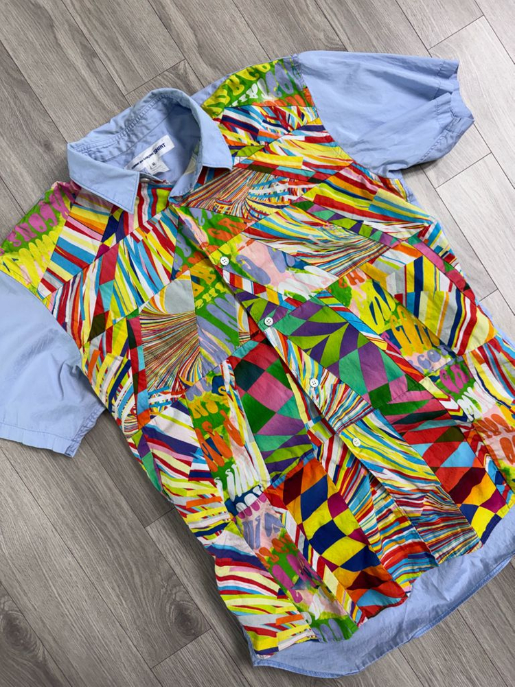 꼼데가르송 패치워크 반팔 셔츠--1