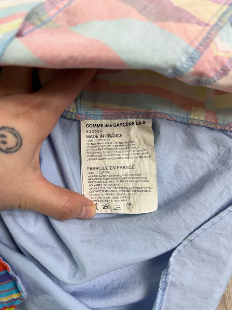 꼼데가르송 패치워크 반팔 셔츠--4