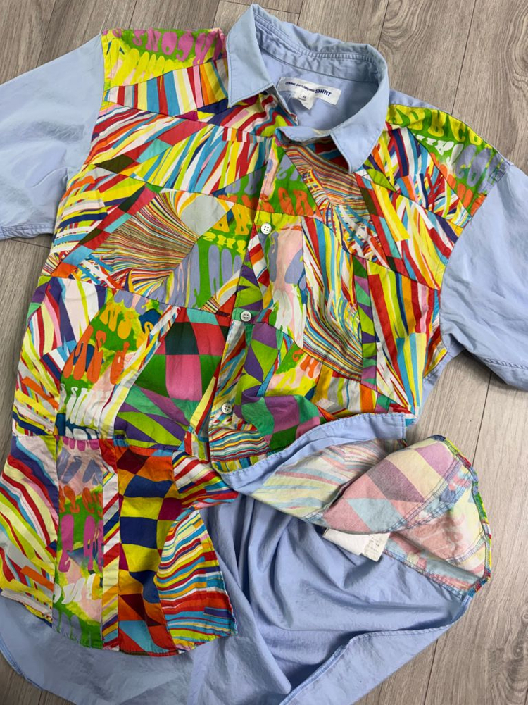 꼼데가르송 패치워크 반팔 셔츠--6