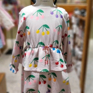 여아 체리 패턴 원피스 120
