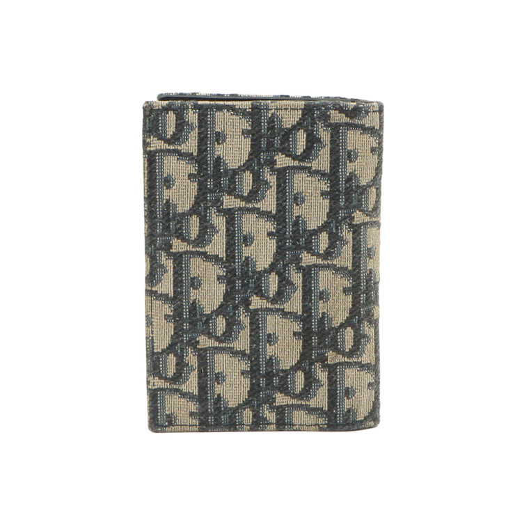 디올 베이지 블랙 오블리크 자카드 2단 카드 지갑 / 2ESCH138YSE--2