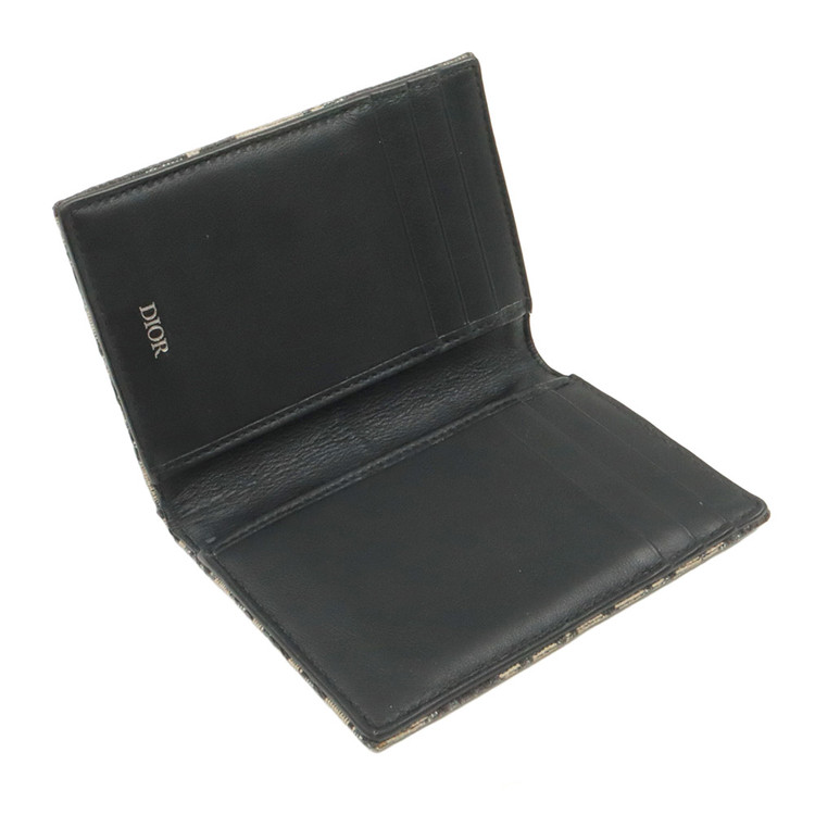 디올 베이지 블랙 오블리크 자카드 2단 카드 지갑 / 2ESCH138YSE--3