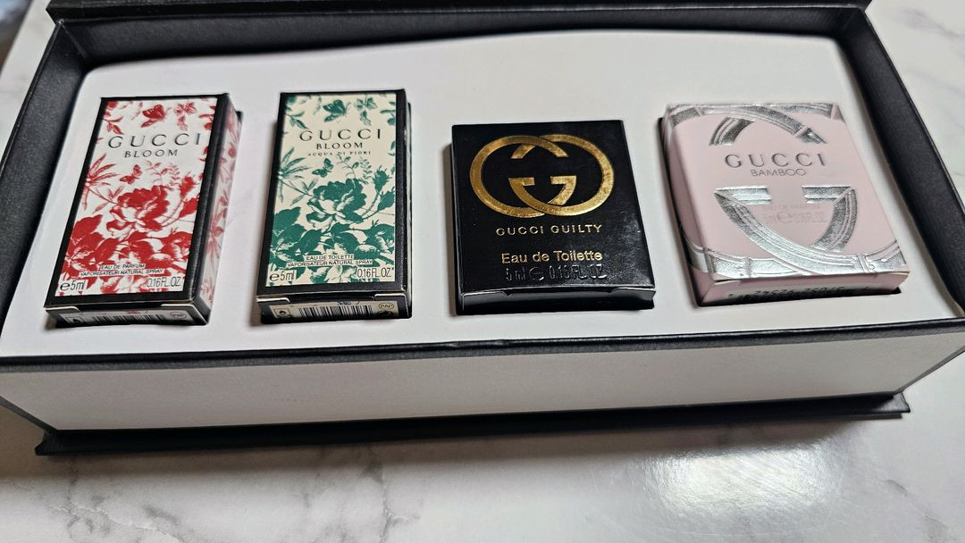 선물용 급쳐 구찌 명품 럭셔리 미니 4종 각5ml 향수 세트 미개봉 새상품--2