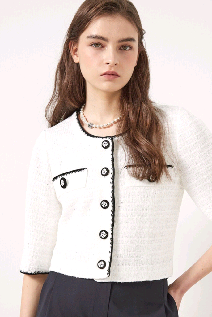 오브제 컬러라인 비딩 트위드자켓--2