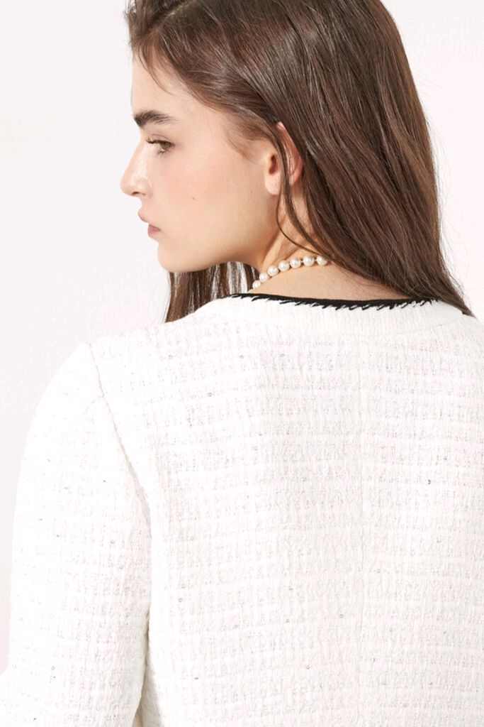 오브제 컬러라인 비딩 트위드자켓--3