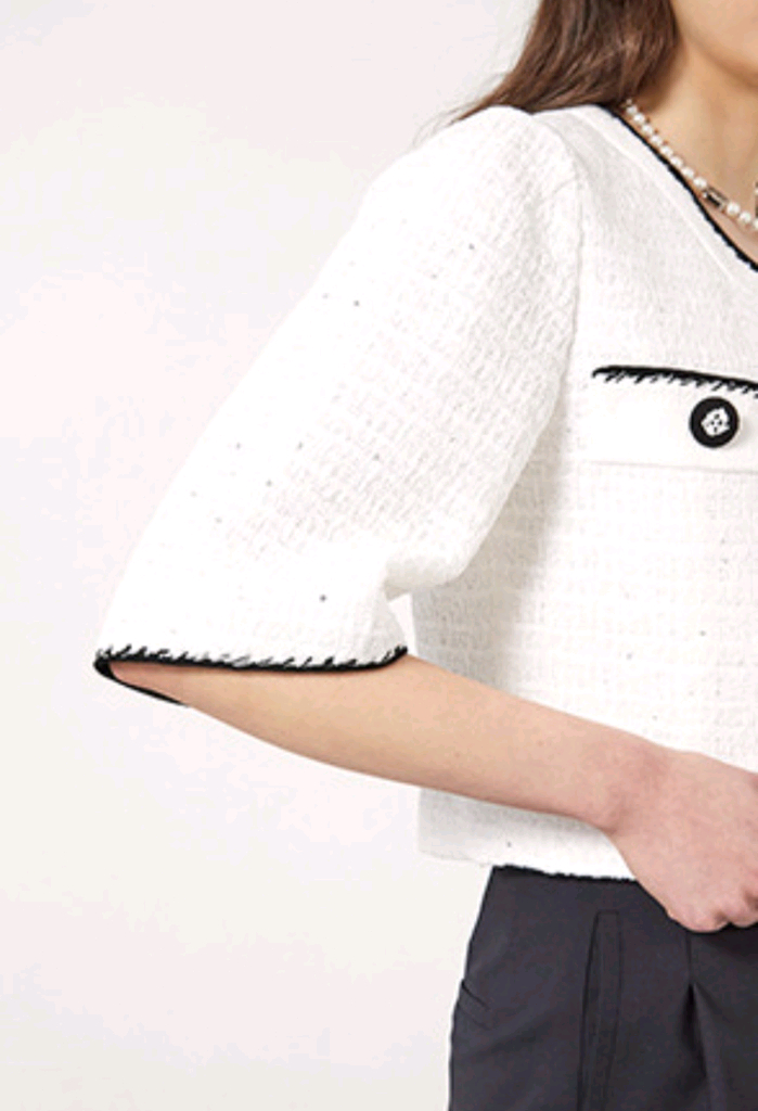 오브제 컬러라인 비딩 트위드자켓--5